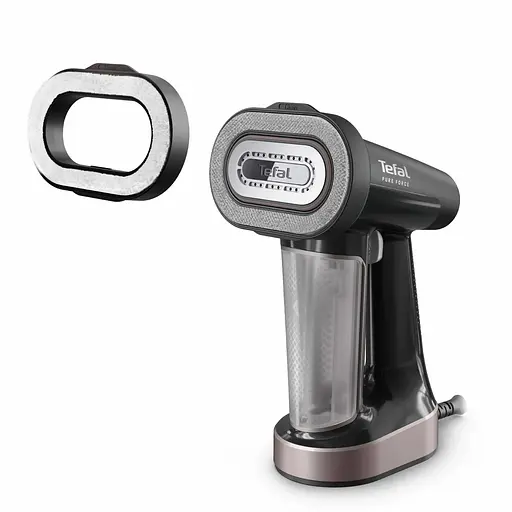 Tefal Відпарювач компактний Pure Force 3в1, 1800Вт, 180мл, постійна пара - 35гр, керам. підошва, чорно-рожевий - фото 1