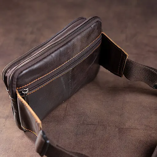 Чоловіча шкіряна сумка на пояс Vintage 20х13х3 см sum0014990 - фото 4