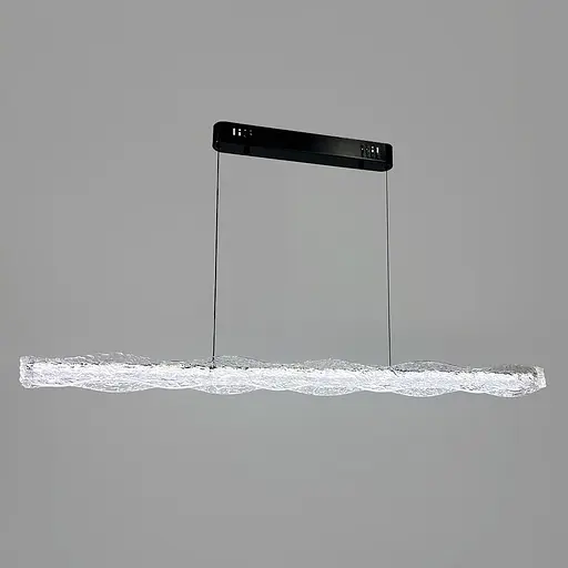 Люстра с удлиненным подвесным корпусом из волнистого рельефного акрила 120 см Line F | Ст. MJ373-L1200 BK - фото 5