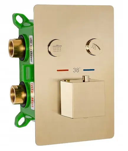 Душова система прихованого монтажу Rea Fenix-Davis з термостатом brushed gold REA-P6358, Золотий - фото 2