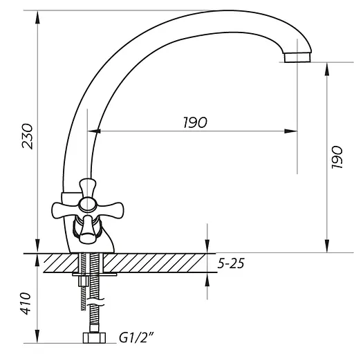 Змішувач для кухні Zerix TLB 722 з повнооборотною кран буксою ZX2964 Хром - фото 2