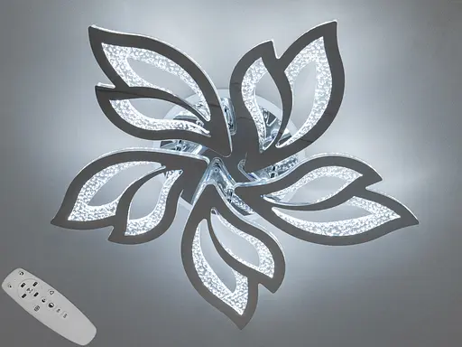 Стельова світлодіодна люстра з пультом, підсвіткою, 80W, хром - фото 1