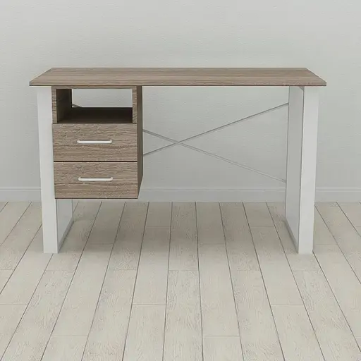 Письмовий стіл із ящиками Ferrum-decor Оскар 750x1200x600 метал Білий ДСП Дуб Сонома Трюфель 16 мм (FRD-103224)