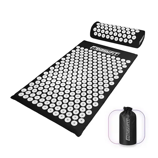 Массажный коврик Easyfit с подушкой (аппликатор Кузнецова) Черный с белым (EF-2709-BW) - фото 1