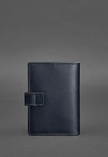 Кожаная обложка для паспорта 5.0 (с окошком) темно-синяя Краст - фото 5