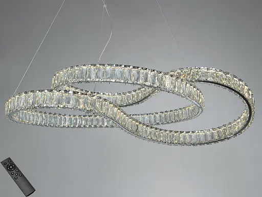 Світлодіодна люстра Romin три кільця хром 93 Вт з пультом - фото 1