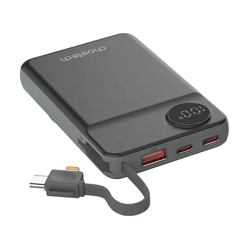 Повербанк 10000mAh Choetech B695 Black QC3.0 PD3.0 беспроводная зарядка смартфонов и Apple Watch (43-00131) - фото 3
