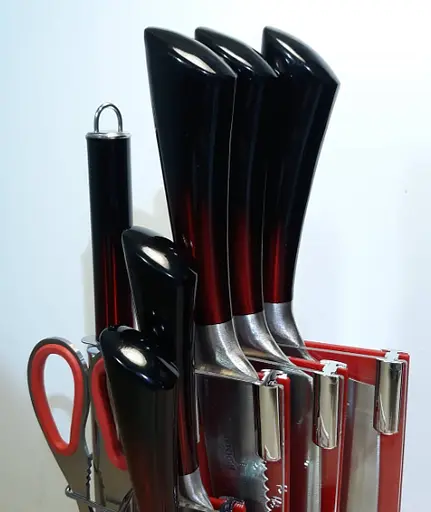 Набор ножей для кухни с подставкой Bohmann BH 8004-09 кухонные ножи и подставки красный - фото 2