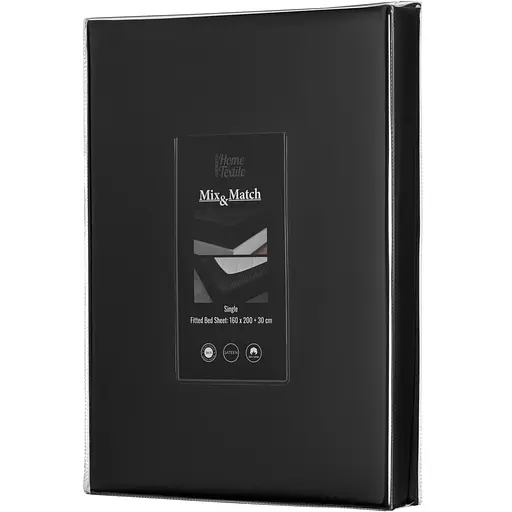 Простыня на резинке Ardesto Mix&Match Premium, 160х200+30см, 100% хлопок, сатин, черный (ART1620FSL) - фото 1