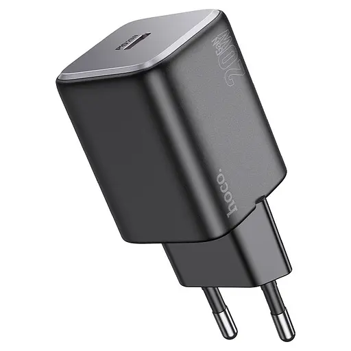 Мережевий зарядний пристрій Hoco N40 Mighty single port PD20W charger чорний - фото 1