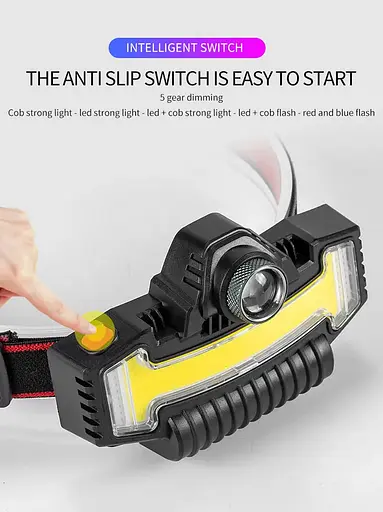 Налобний ліхтар BL-W685-1 (P30+COB біле + червоно-синє світло) + Type-C + 5 режимів - фото 8