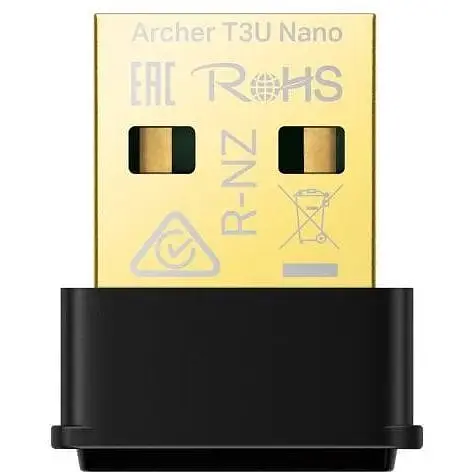 Сетевой адаптер USB TP-Link Archer T3U Nano черный 5 ГГц / 2,4 ГГц AC1300 867 / 400 Мбит/с USB 2.0 миниатюрный размер - фото 1