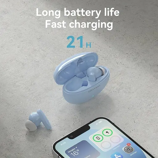 Наушники TWS Vention Elf Earbuds E01 Blue - фото 5