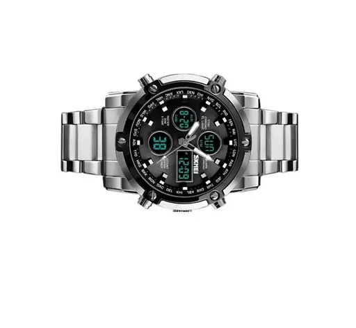 Класичний наручний годинник Skmei 1389 сріблястий з чорним - фото 2