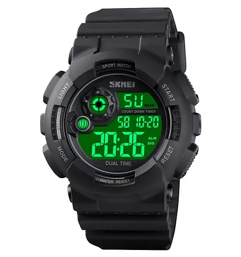 Чоловічий наручний спортивний годинник Skmei 1583 (Чорний з чорним) - фото 2