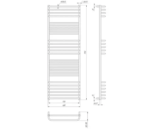 Водяной полотенцесушитель Mario Гера-Люкс 1750x500/470, Хром - фото 2