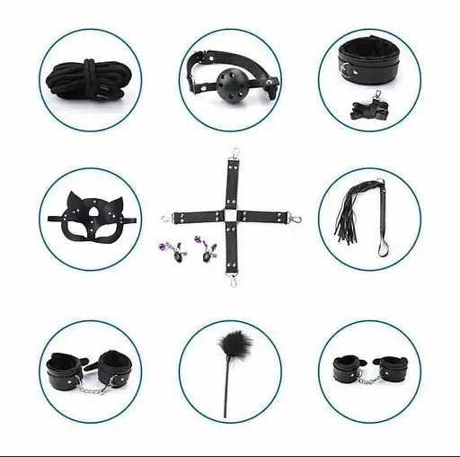 Набор для BDSM 10 элементов бандажа для таинственных игр Черный K000474 - фото 2