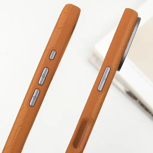 Шкіряний чохол Epik Carved with MagSafe для Apple iPhone 16, 6.1 Orange - фото 5