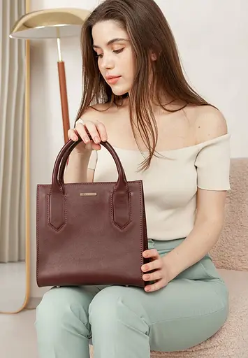 Шкіряна жіноча сумка-кроссбоді бордова - фото 10