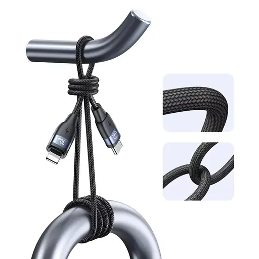 Кабель Usams US-SJ634 U85 Type-C To Lightning PD 30W Aluminum Alloy Fast Charging & Data Cable 1.2 м черный - фото 3