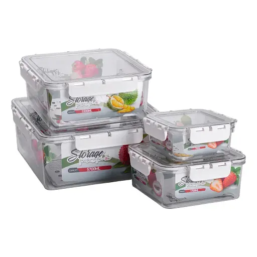 Набор лотков для хранения продуктов Yiwu HP-27-4 4 штуки 0.7 л 1.7 л 3.3 л 5.7 л - фото 4