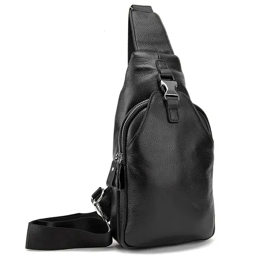 Шкіряний чорний слінг через плече Tiding Bag A25F-6809-11A