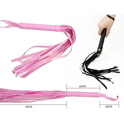 BDSM кнут из экокожи для ролевых игр One Size розовый - фото 2