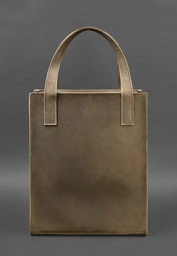 Шкіряна жіноча сумка шоппер Бетсі з кишенею темно-коричнева - фото 4