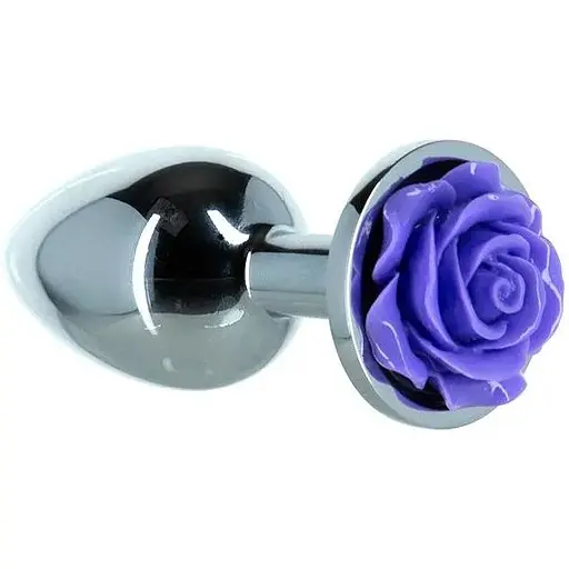 Металева анальна пробка Lux Active з трояндою - Rose Anal Plug - Purple - фото 2