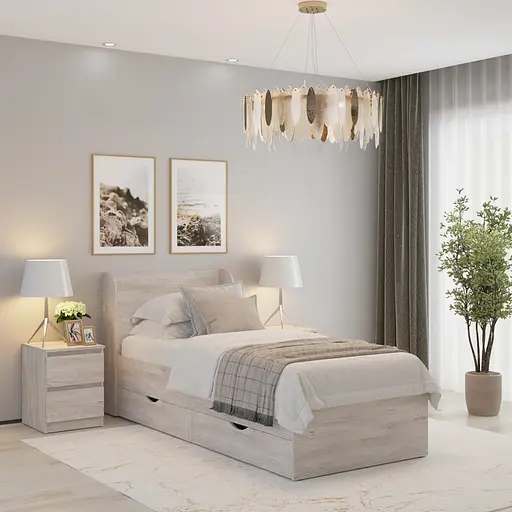 Ліжко односпальне MebelStar Адель з ящиками 90x200 см Аляска сірий (MBS-1024)