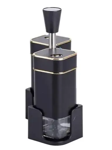 Органайзер набор Condiment Set для специй на подставке с 2 баночки для соли и перца по 120 мл Черный - фото 3