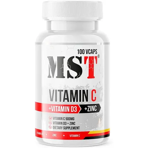 Витамины и минералы MST Nutrition Vitamin C + D3 + Zinc 100 вегакапсул - фото 1