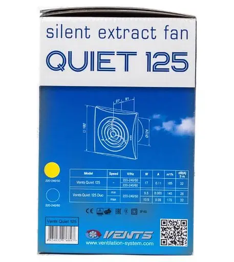 Вентилятор бытовой вытяжной Vents 125 Квайт Белый 30412 - фото 10