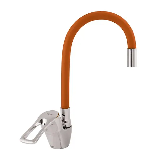 Змішувач для кухні Zerix YUB 181 з помаранчевим гнучким виливом ZX0434 Хром - фото 1