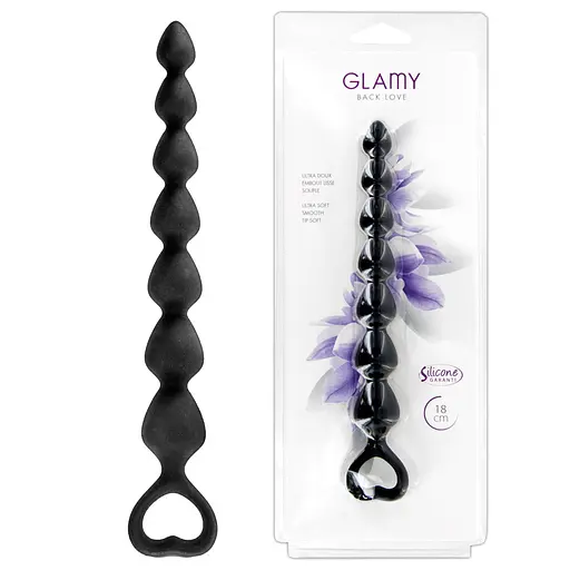 Анальні намиста Glamy Black Love 18 см (чорний) - фото 2