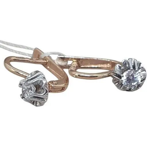 Золотые серьги Столичная Ювелирная Фабрика с фианитами. 113900