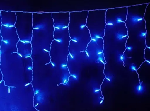 Гирлянда уличная Бахрома 5 м 120 Led (на белом проводе, с переходником) Синяя - фото 4