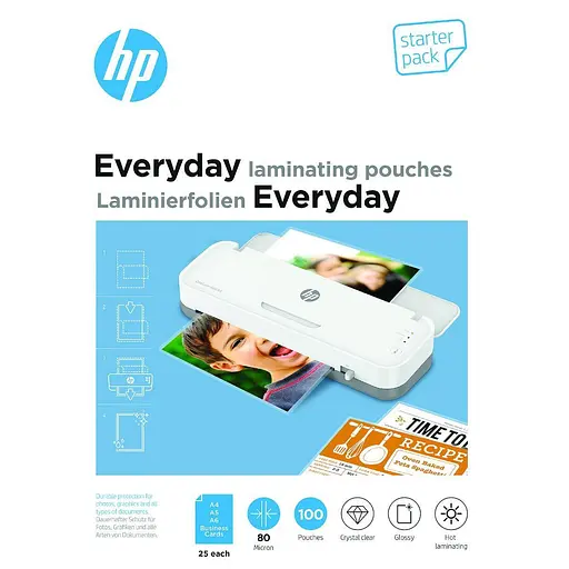 Пленка для ламинирования HP Everyday Laminating Pouches, Starter Set, 80 Mic, 60 x 95, 100 pcs (25 x A