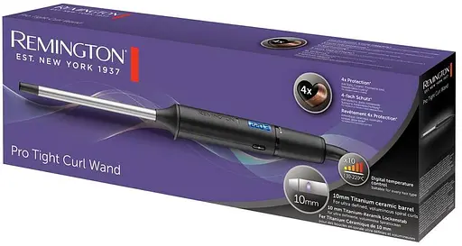 Плойка Remington Pro Tight Curl Wand, 25 Вт, температурних режимів 10, D-10 мм, 130-220 С, дисплей, кераміка, турмалін, сіро-чорний - фото 6