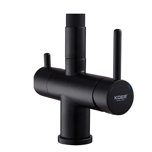 Смеситель для кухни на две воды с гибким изливом Koer KB-72002-05 KR3384 Черный матовый - фото 5