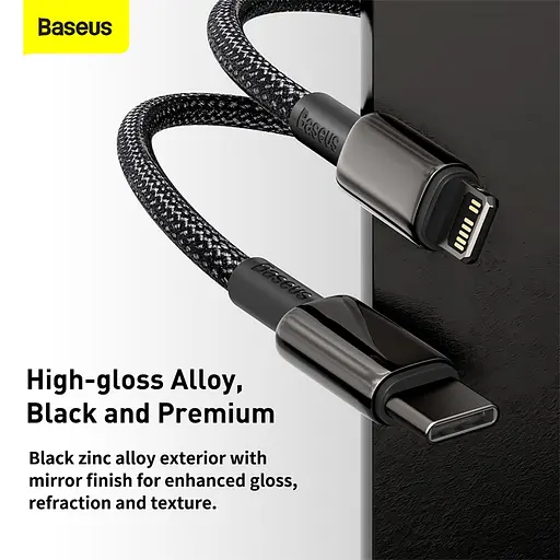 Кабель Baseus Tungsten Gold Fast Charging Data Cable Type-C to iP PD 20W 2m Black - фото 12