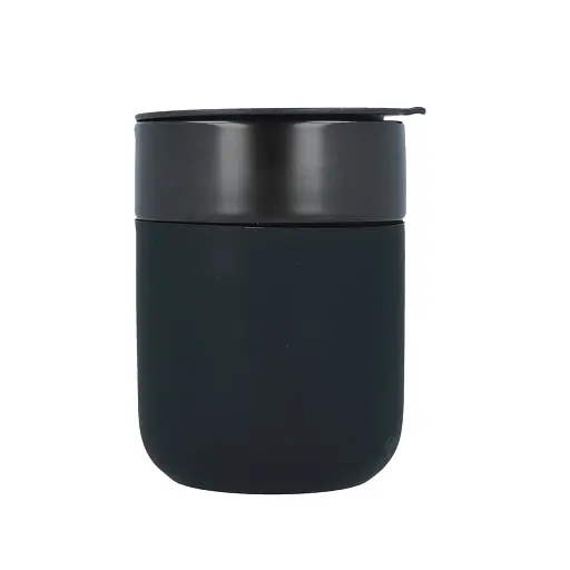 Кавові чашки 295 мл з кришками OldBro Cute Travel Mugs з захисним силіконовим чохлом Black - фото 6