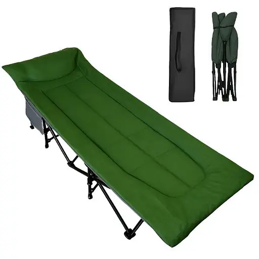 Туристична похідна розкладачка Leobro з вбудованим матрацом Green (LB-CC-K1-GRN) - фото 1