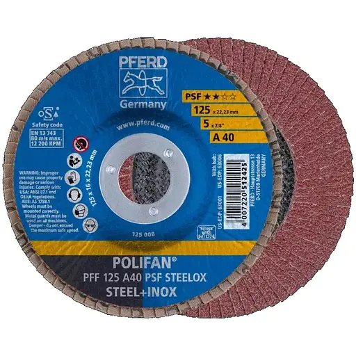 Круг пелюстковий тарілчастий 125*22 А40 (нерж/метал) плоск.PFF POLIFAN STEELOX