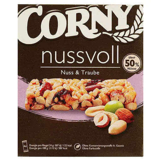 Батончик Corny злаковий з горіхами та родзинками 96 г