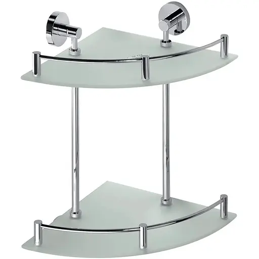 Полка Bemeta Omega стеклянная 355x390 мм угловая двойная с бортиком 104202142, Белый - фото 1