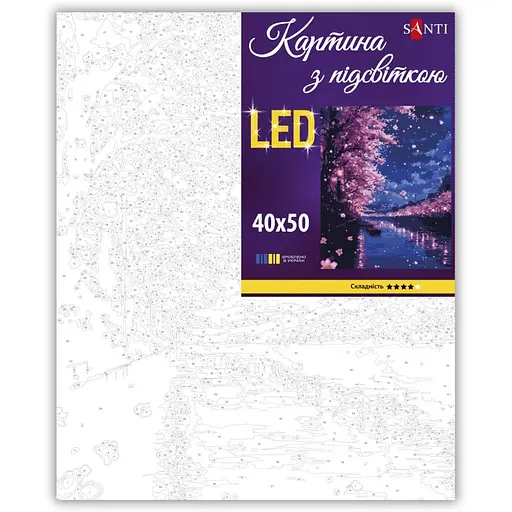Картина за номерами Santi Цвітіння сакури 40х50 см LED підсвітка (956644) - фото 2