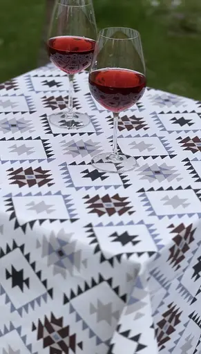 Водоотталкивающая Скатерть Геометрия коричневая 220х140 см (+ 4 салфетки 30х40) - фото 4