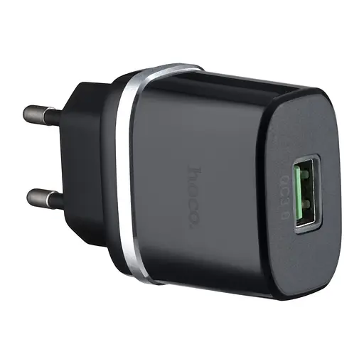 Мережевий зарядний пристрій Hoco C12Q Smart QC3.0 charger ( EU ) Чорний - фото 1