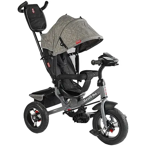 Трехколесный велосипед Best Trike 3390-35-723 с надувными колесами фарой USB и серым пультом.